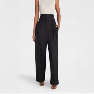 High-Rise Wide-Leg Black Trousers